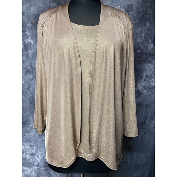 Chico's Travelers Slinky Liquid Shimmer 2pc Tank Cardigan Jacket - Picture 2 of 6